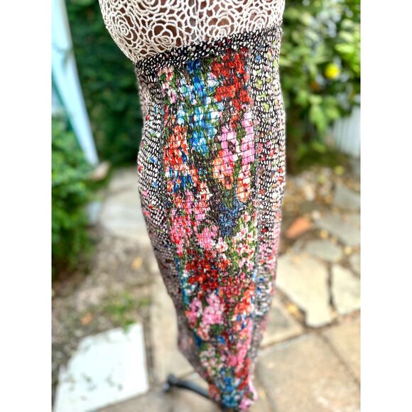 Anthropologie Beguile Byron Lars Lace Study SS Multicolor Print Midi Dress SZ 6 - Picture 11 of 16